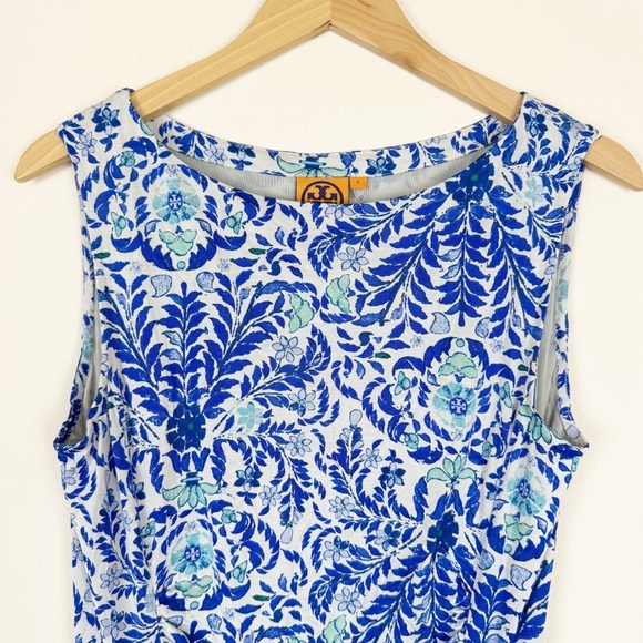 Tory Burch Blue Printed silk jersey Midi dress - Picture 4 of 11